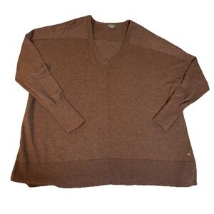 Eddie Bauer XL Chocolate Brown Cotton Nylon Cable‎ Knit Pullover Sweater Casual
